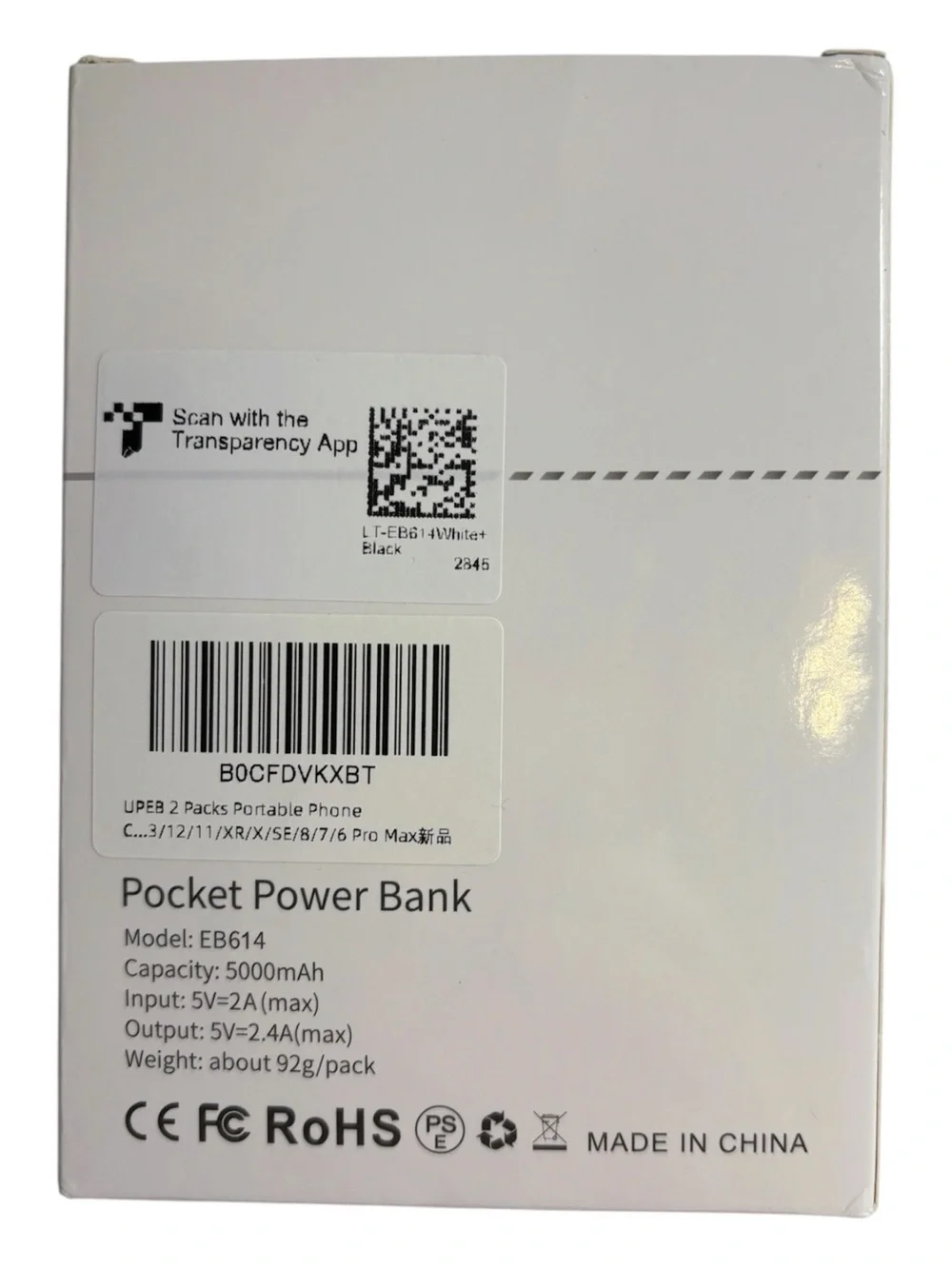 Pocket Power Bank Portable Cell Phone Charger Set of 2 with Charging Cords